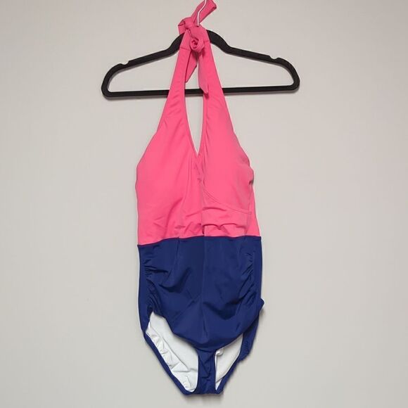 NWT Halter Blue and Pink One Piece Swimsuit - Picture 1 of 5